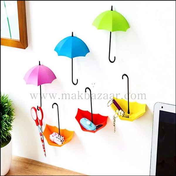 3pcs/set Cute Umbrella Wall Mount Key Holder Wall Hook Hanger Organizer Durable Wall hooks bathroom kitchen Umbrella Wall Hook